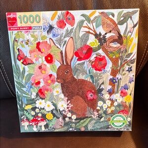 eeboo Poppy Bunny 1000-Piece Jigsaw Puzzle.  Has poster